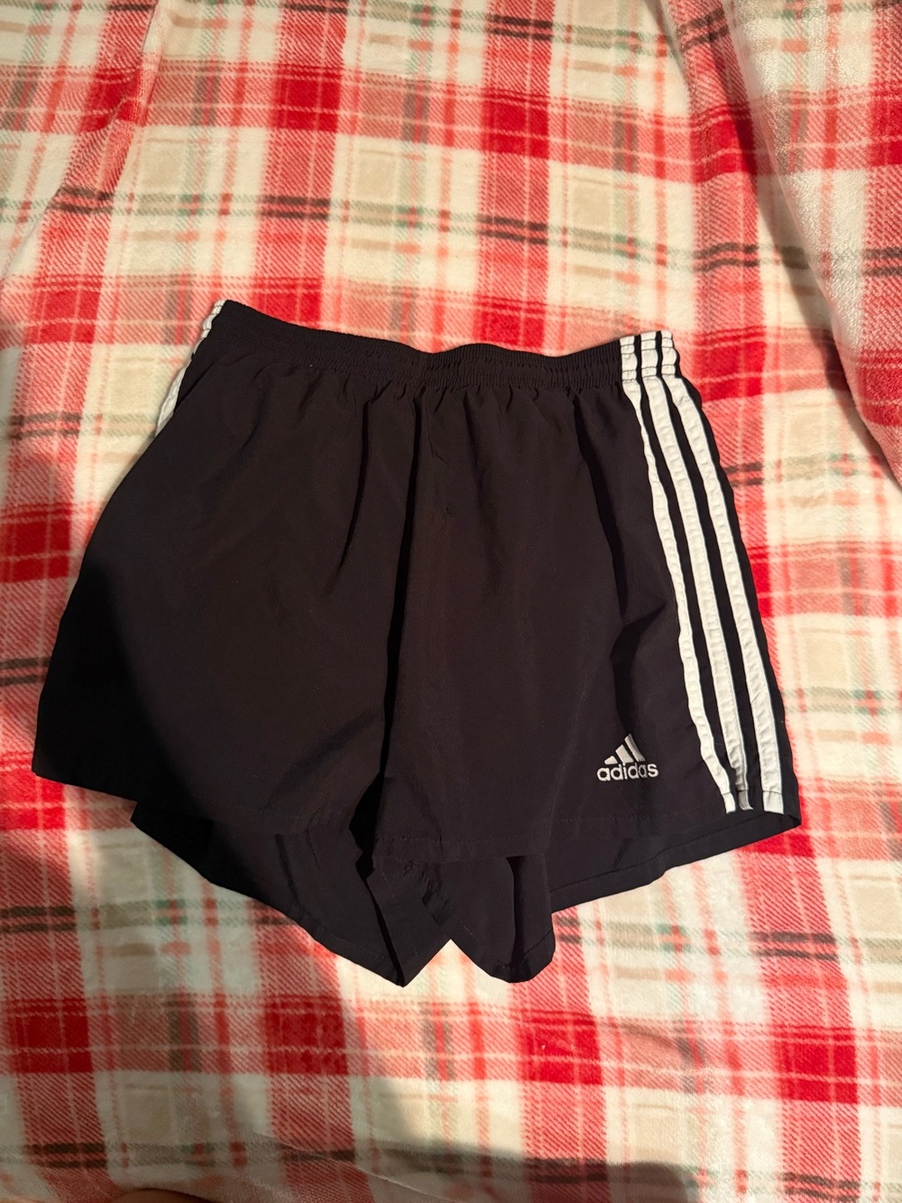 adidas Black Athletic Shorts with White Three-Stripes
